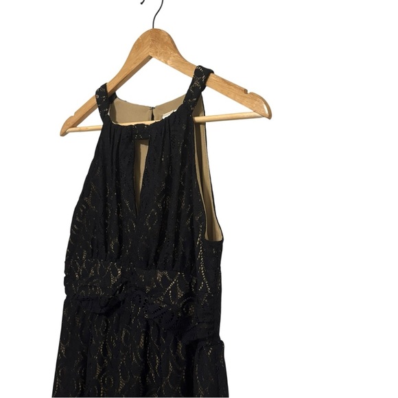 Women's 8 Black Halter Lace Maxi Cocktail Wedding Guest Party Elegant Gown Dress - Picture 3 of 7